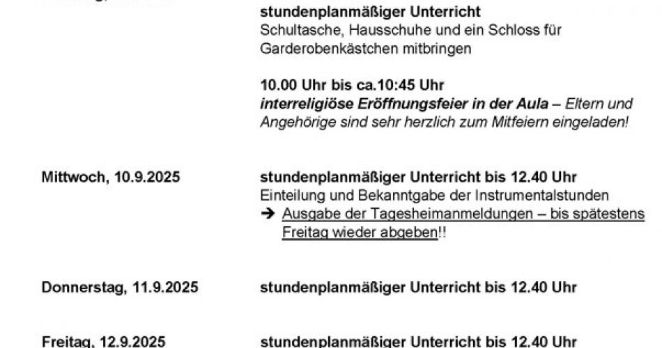 Info Schulstart 25